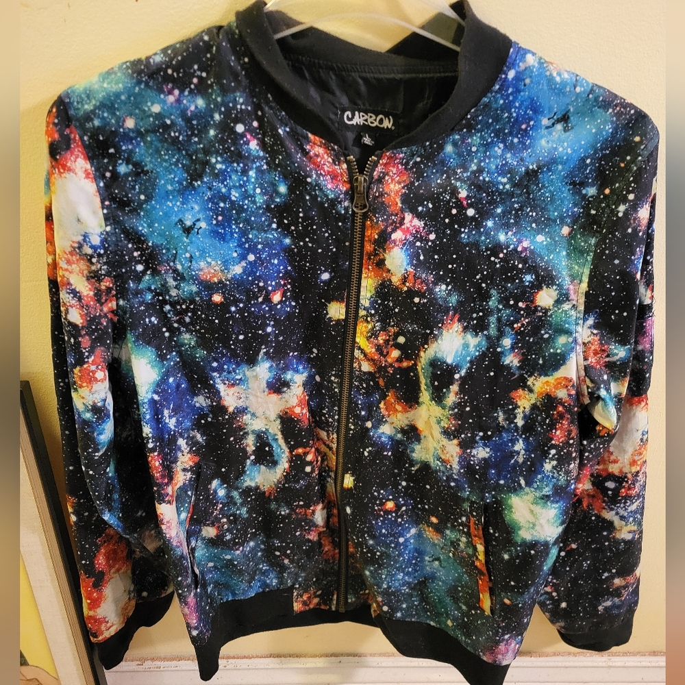 Carbon Galaxy color Windbreaker Jacket Y2K Men's L